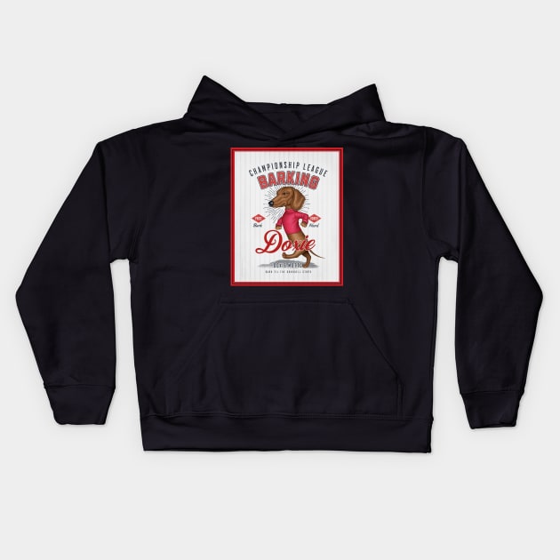 Dachshund Championship League Barking Kids Hoodie by Danny Gordon Art